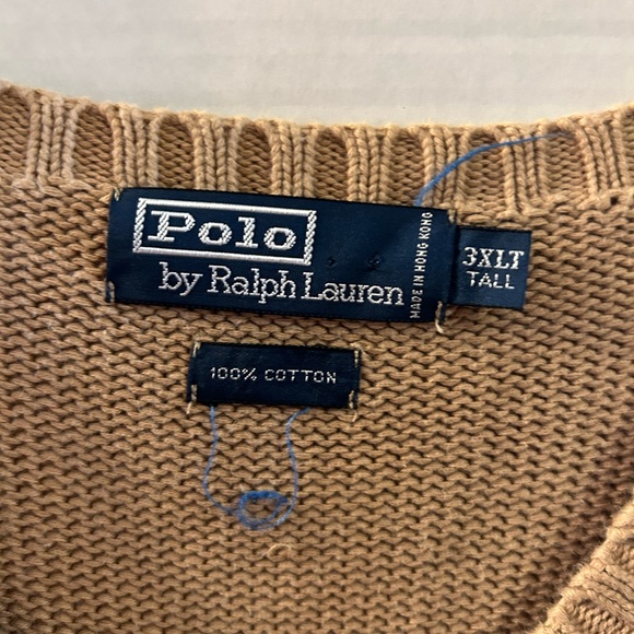 POLO RALPH LAUREN khaki vest 100% cotton vee neck size 3XLT - Picture 4 of 6